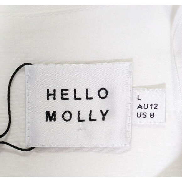 Hello Molly Womens White Mini Skirt Dress Size 8 Puff Sleeve Cutout Torso NEW - Picture 3 of 14